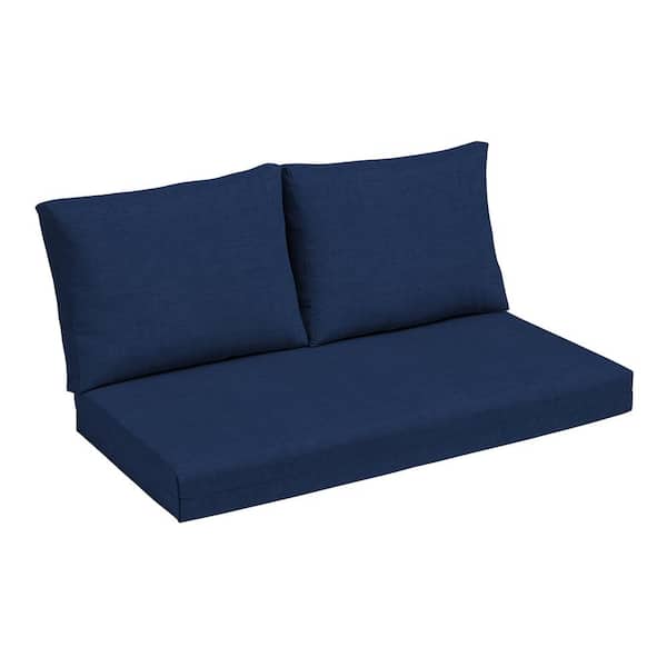 ARDEN SELECTIONS 24 in. x 18 in. Outdoor Loveseat Cushion Set Sapphire Blue Leala