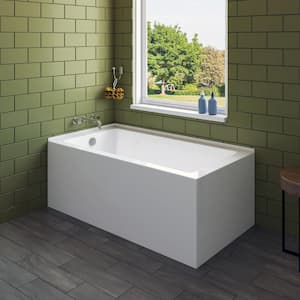 Sunna-L 60 in. x 32 in. Soaking Bathtub with End Drain in White/Gloss