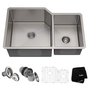 Standart PRO 32-inch 16 Gauge Undermount 60/40 Double Bowl Stainless Steel Kitchen Sink