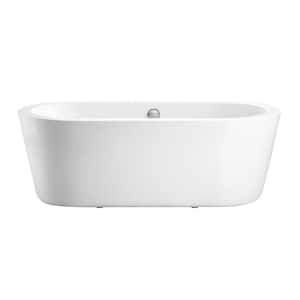 67 in. Acrylic Flatbottom Non-Whirlpool Freestanding Bathtub in Glossy White