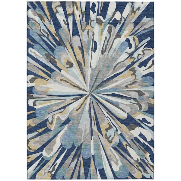 Chantille Machine Washable Indoor/Outdoor Abstract ACN2838 Navy 3 ft. x 5 ft. Area Rug