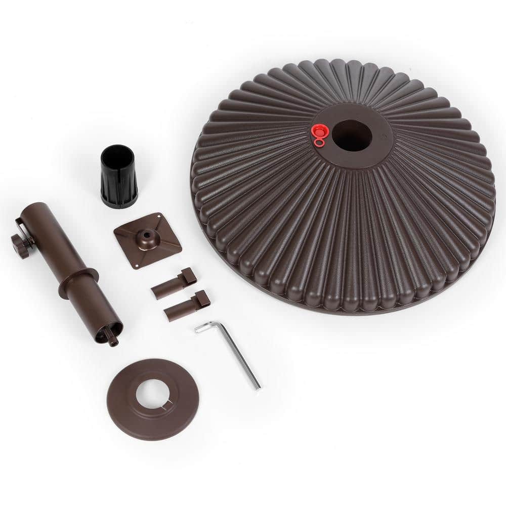 Bronze Wheeled Steel Umbrella Base with Decorative Patterns