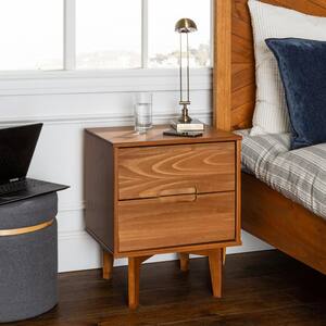 Mid Century Modern Caramel 2-Drawer Wood Nightstand (2-Pack)