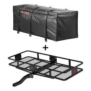 500 lbs. Capacity 60 in. x 24 in. Black Steel Basket Hitch Cargo Carrier (Folding 2 in. Shank) and Vinyl Bag Combo Kit