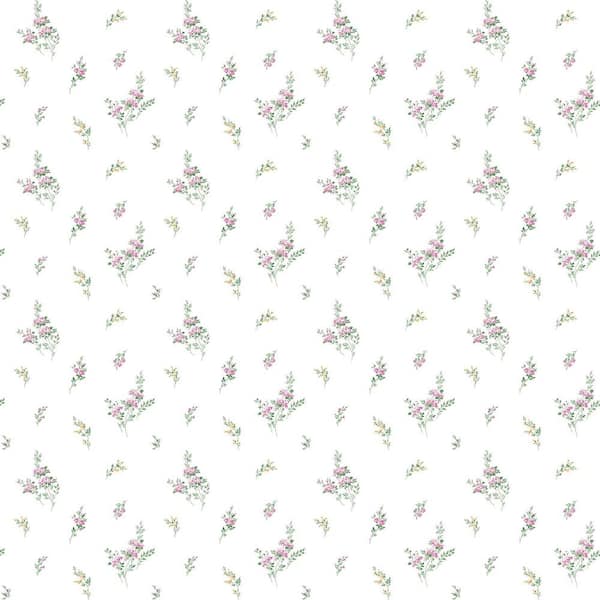 Miniatures 2 Yellow/Pink/Green/White Tiny Rose Cluster Design Matte Finish Non-Pasted Vinyl Non-Woven Wallpaper Sample