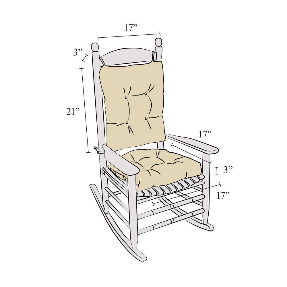 Midnight Black Non-Slip Rocking Chair Cushion Set