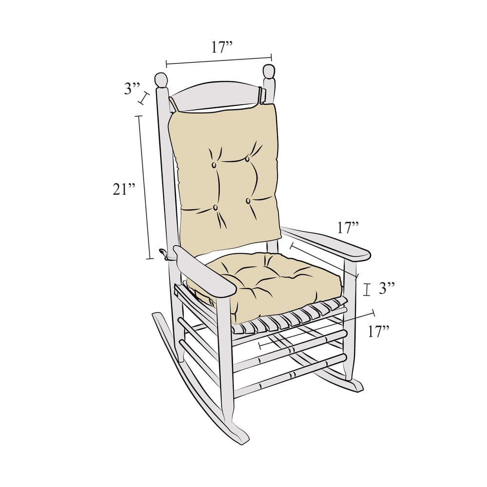 Sapphire Blue Cotton-Polyester Rocking Chair Cushion Set
