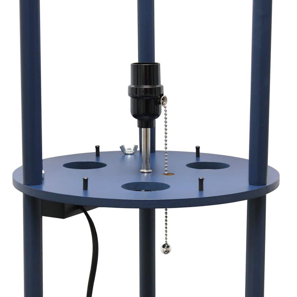 Navy Modern Shelf Etagere Floor Lamp with USB Charging Ports