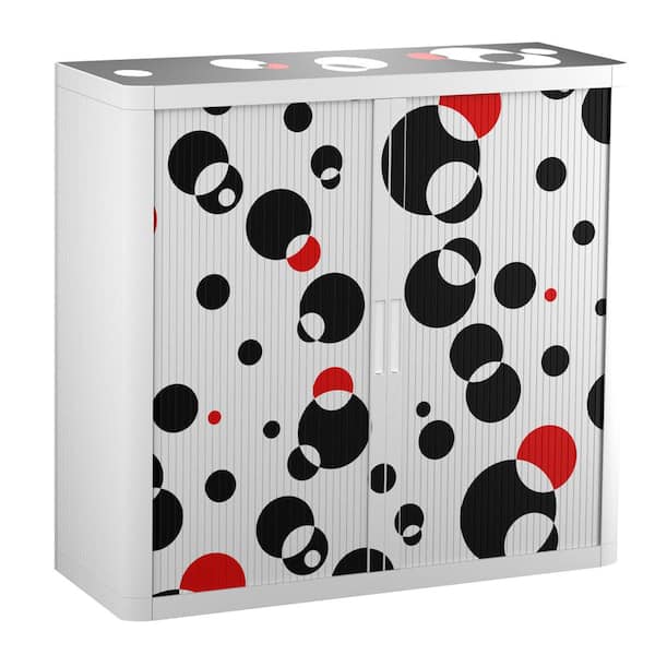 Unbranded Paperflow easyOffice 41 in. Tall with 2-Shelves Storage Cabinet in Black and Red Bubbles