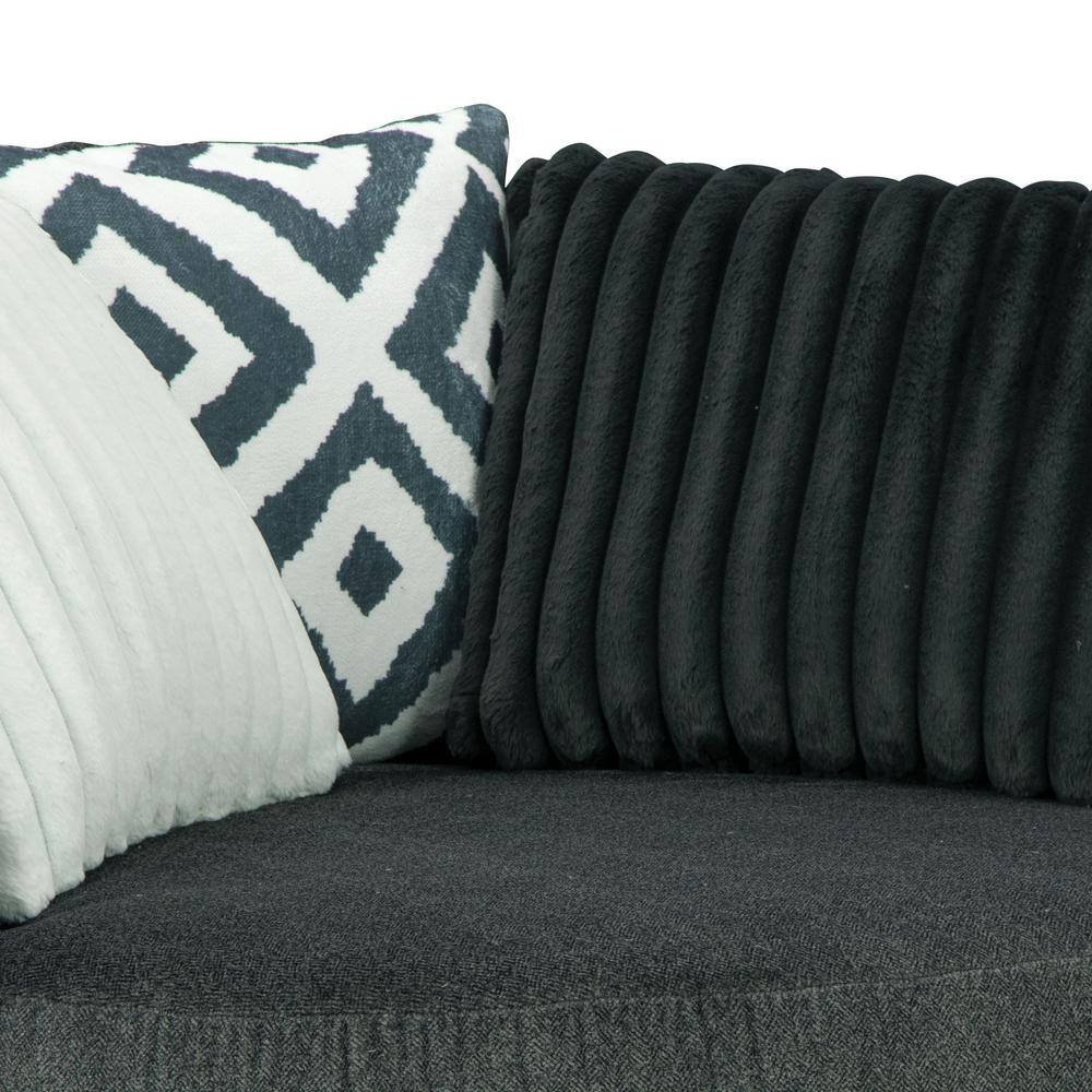 Gray Chenille Swivel Accent Chair with Throw Pillows