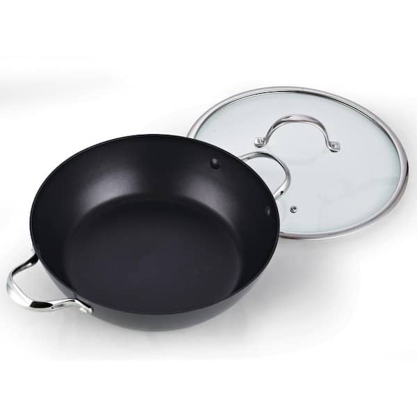 Black 5-Quart Everyday Chef's 12-Inch Hard Anodized Nonstick All Purpose Pan 