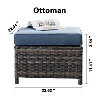 New Vultros Gray 7-Piece Wicker Outdoor Patio Conversation Seating Set with Blue Cushions