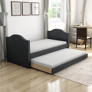 Messina Contemporary Upholstered Charcoal Linen Twin Size Daybed with Trundle