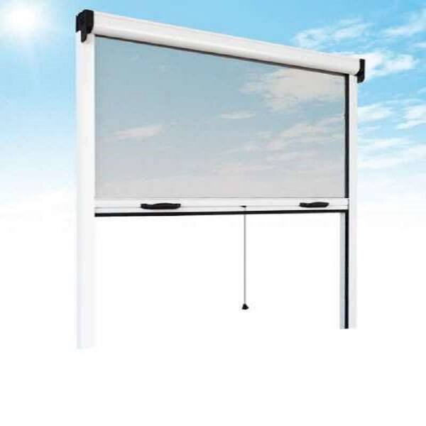 Retractable Bug Screen - 39 in. x 67 in. Adjustable Width/Height White Aluminum Fiberglass Vertically Retractable Window Insect Screen/Frame Kit