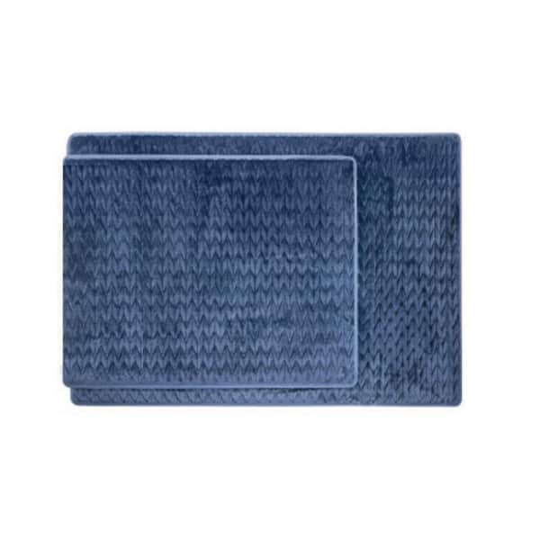 Home Dynamix Micro Plush Navy Blue Braided 2- Piece Bath Mat Set