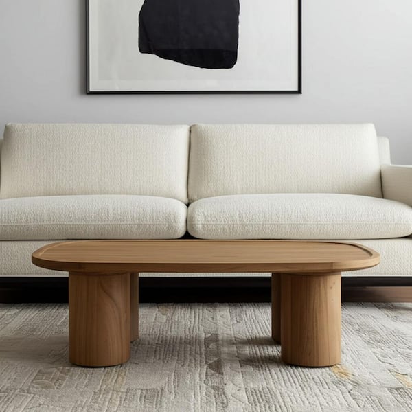 55.00 in. Natural Oval Solid Wood Coffee Table