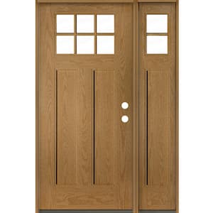 PINNACLE Craftsman 50 in. x 80 in. 6-Lite Left-Hand/Inswing Clear Glass Bourbon Stain Fiberglass Prehung Front Door/RSL