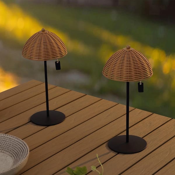 Ralbay 1 Pack Gold LED Cordless Table Lamp, 5000mAh Rechargeable Battery Lamp, Stepless Brightness Gold Dining Table Lamps, IP54 Waterproof Battery Powered Lamps Outdoor Cordless Table Lamps
