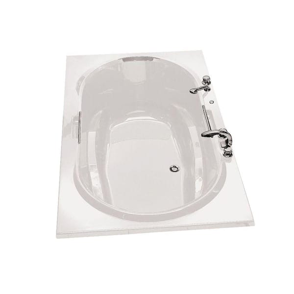 MAAX Antigua 72 in. Acrylic Center Drain Oval Drop-in Soaking Bathtub in White
