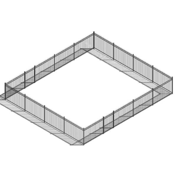 Fencer Wire 4 ft. x 8 ft. Heavy-Duty Steel Spaced Bar Flat Top Pointed Pinnacle Metal Fence Panel (Set of 104 ft. with 2 Gates)