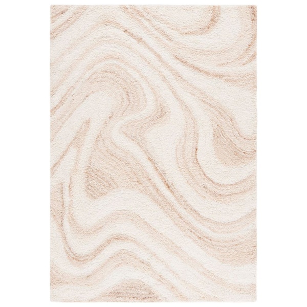 Vermont 6 ft. x 9 ft. Ivory/Beige Marble Swirl Area Rug