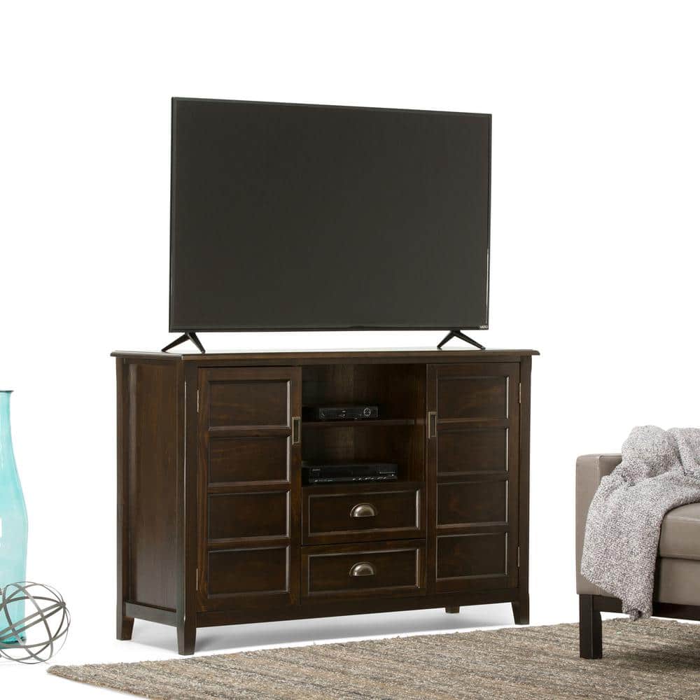 Mahogany Brown 60" Solid Wood TV Stand with Cabinets