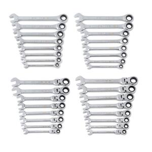 90T Standard and Flex Head SAE/MM Combination 90-Tooth Ratcheting Wrench Set (32-Piece)