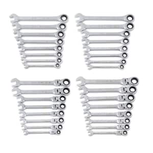 90T Standard and Flex Head SAE/MM Combination 90-Tooth Ratcheting Wrench Set (32-Piece)