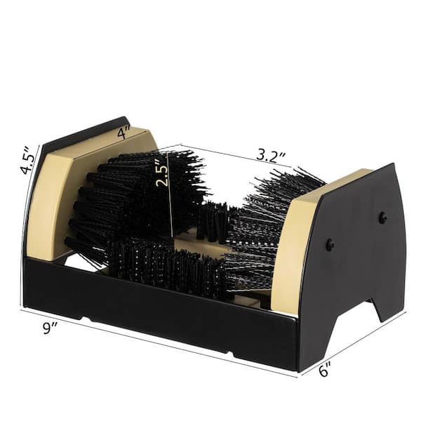 Heavy Duty Black 9 in. x 6 in. Coir Boot Scraper and Shoe Cleaner Brush Boot Tray