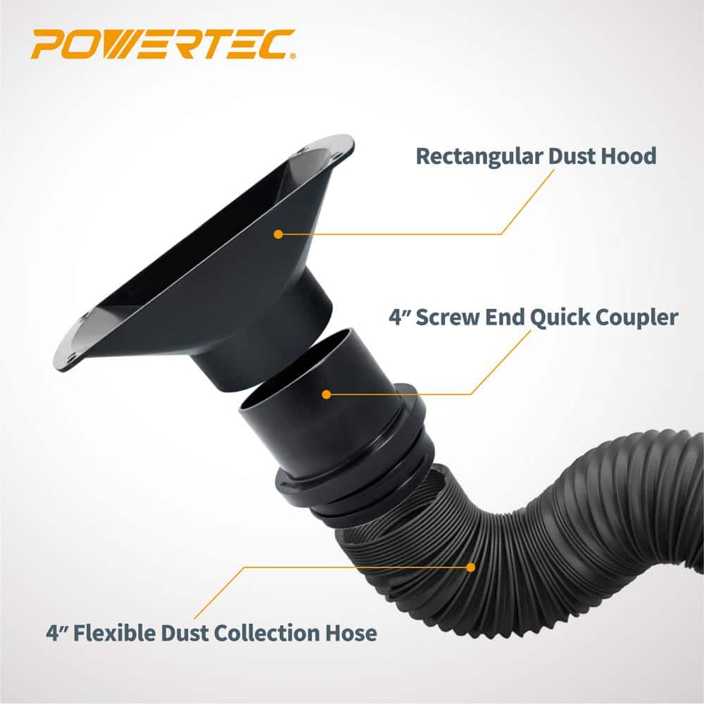 POWERTEC 4-Inch Black Polypropylene Dust Collection Hose Kit