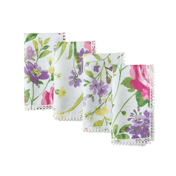 Sophia Pom Pom Napkin, Set of 4, Multicolor - 17"W x 17"L