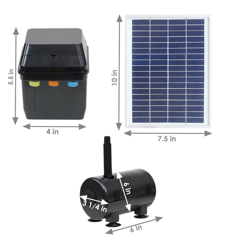 Solar Powered Black Pond Pump Kit with LED Light