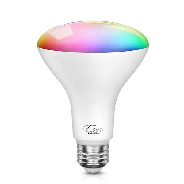 Photo 1 of 60-Watt Equivalent BR30 Dimmable Color and Smart LED Light Bulb in White (1-Bulb)