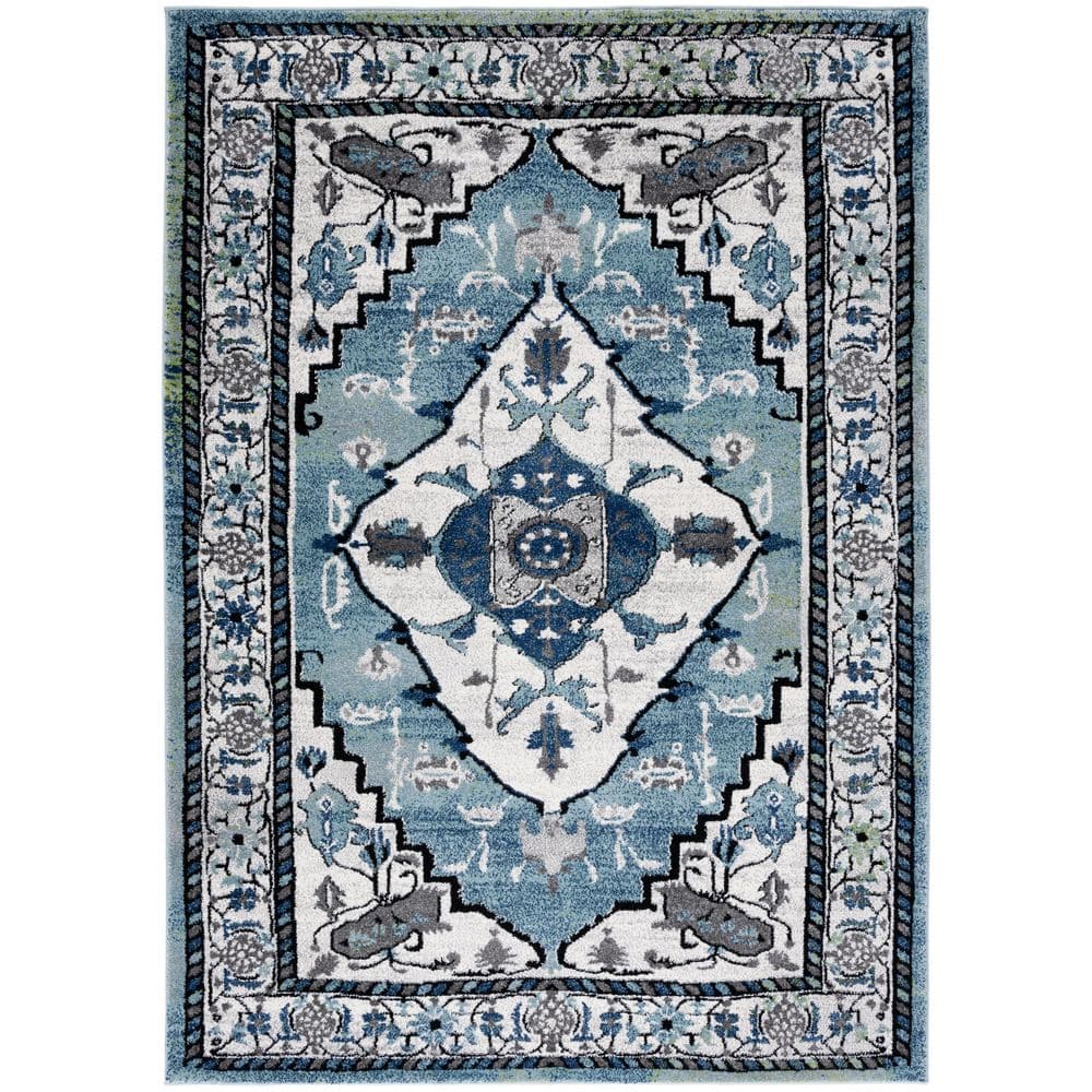 Vintage Hamadan 3 ft. x 5 ft. Blue Green/Ivory Medallion Distressed Area Rug price history on PriceWatchPro