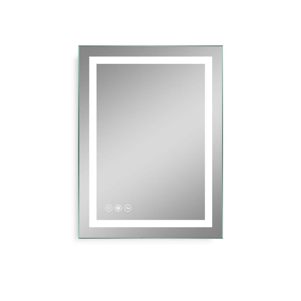 Silver 24 in. W x 32 in. H LED Wall Mirror with 3 Brightness and 3 Color Te