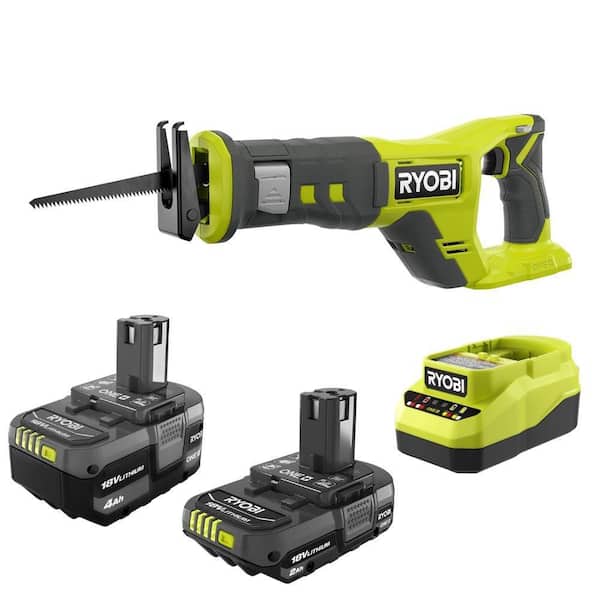 ONE+ 18V Lithium-Ion Kit with 2.0 Ah and 4.0 Ah Batteries, Charger with ONE+ 18V Cordless Reciprocating Saw