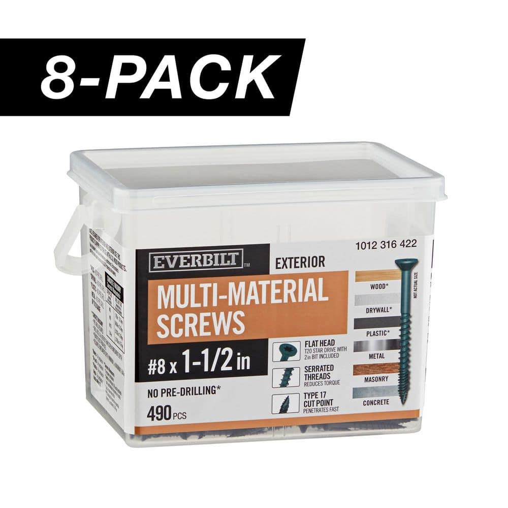 8-Pack #8 x 1-1/2 in. Black 6-Lobe Star Drive Exterior Flat Head Multi-Material Screw (24 lbs. / 3,920-Piece) price history on PriceWatchPro