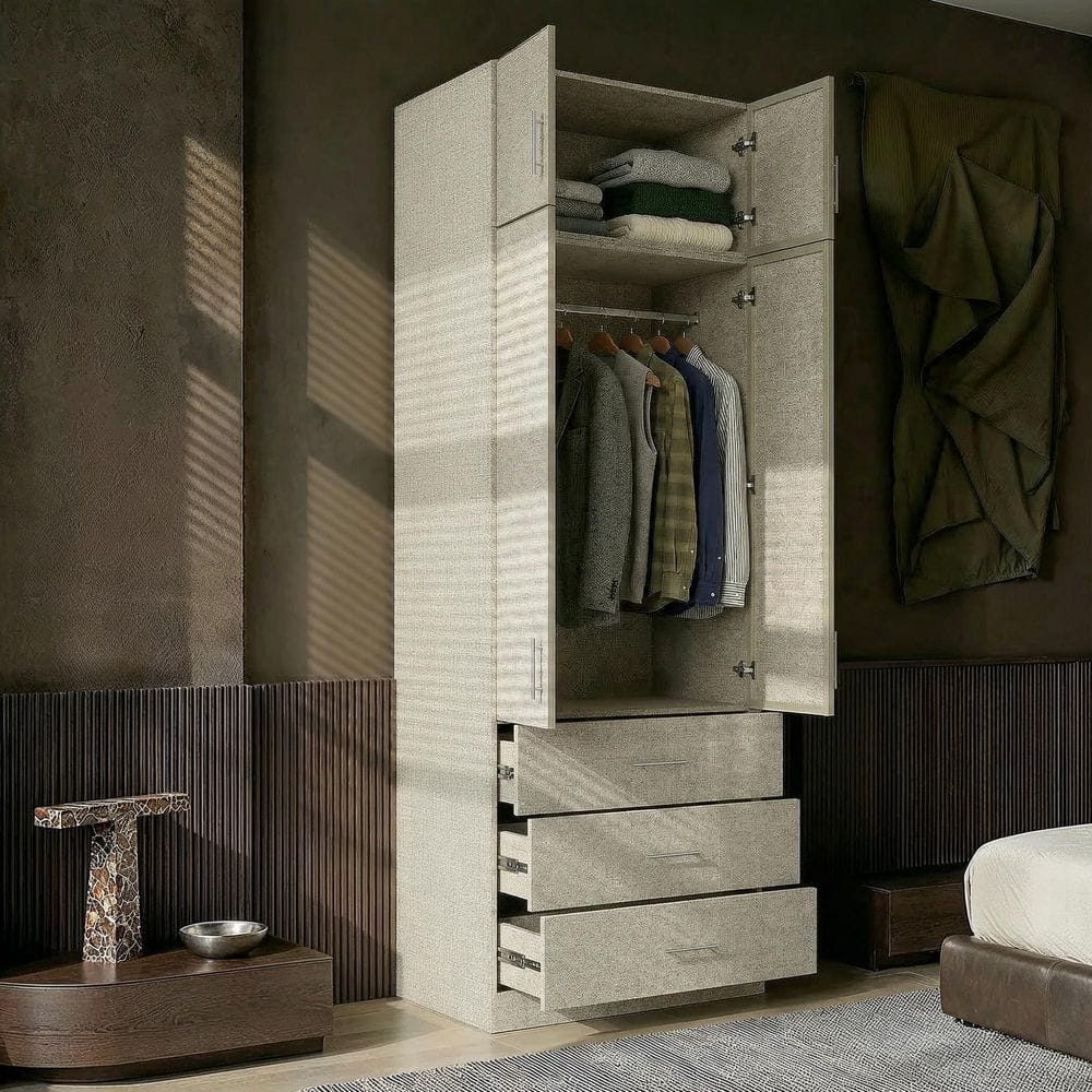 Homsee 31.5 in. W Gray Freestanding Closet System with Doors and