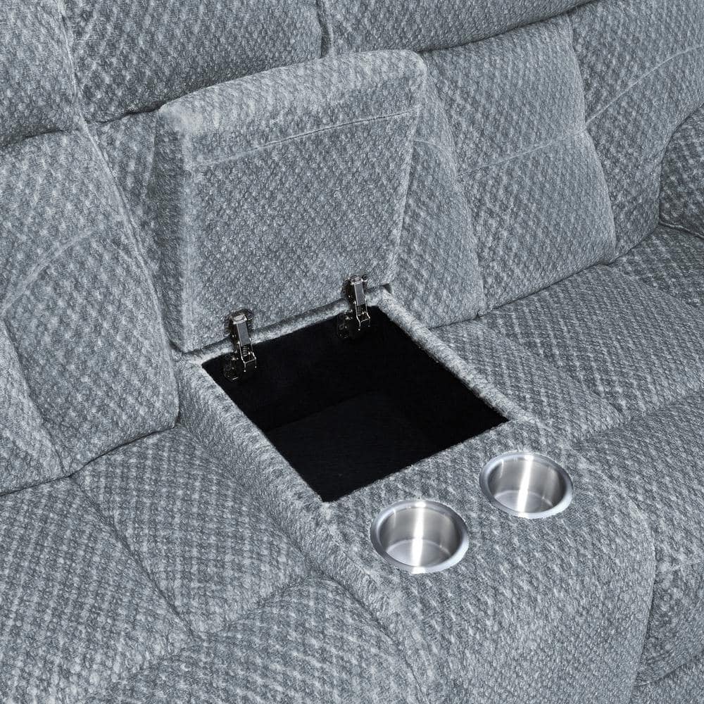 Bravo 3-Piece Stone Gray Polyester Reclining Living Room Set