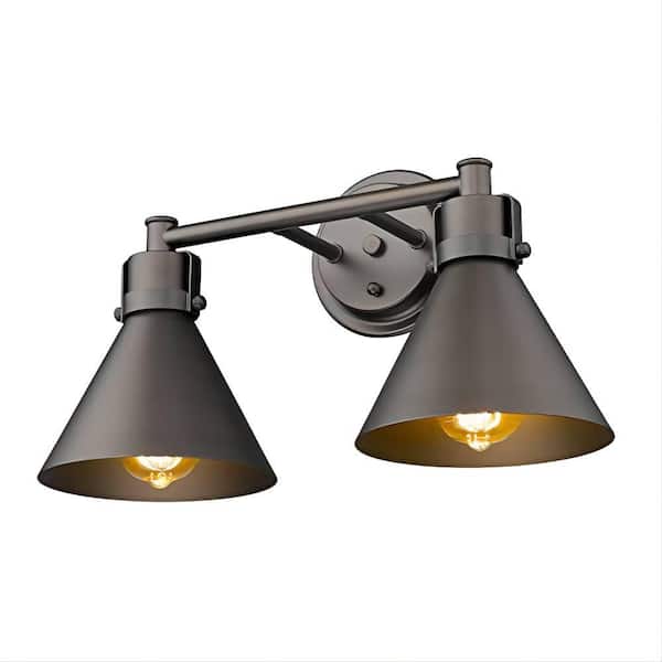 JAZAVA 16.5 in. 2-Light Oil Rubbed Bronze Vanity Light