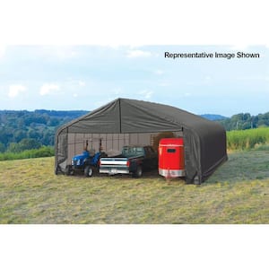28 ft. W x 24 ft. D x 16 ft. H Steel and Polyethylene Garage Without Floor in Grey with Corrosion-Resistant Steel Frame