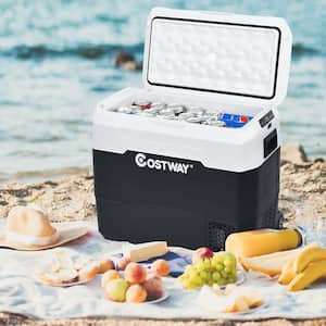 White Portable 53 QT/50 L with Wheels Chest Cooler Car Refrigerator -4°F to 50°F Dual-Zone