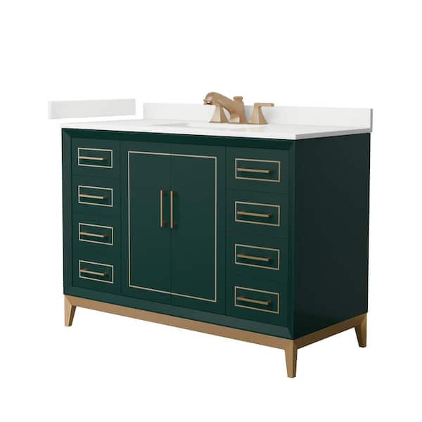 Wyndham Collection Marlena 48 in. W x 22 in. D x 35.25 in. H Single Bath Vanity in Green with White Quartz Top
