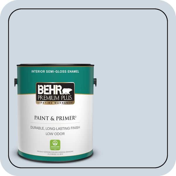 BEHR PREMIUM PLUS 1 gal. #S520-1 Pale Cornflower Semi-Gloss Enamel Low Odor Interior Paint & Primer