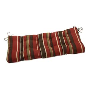 Striped Rectangular Outdoor Bench Cushion in Brown