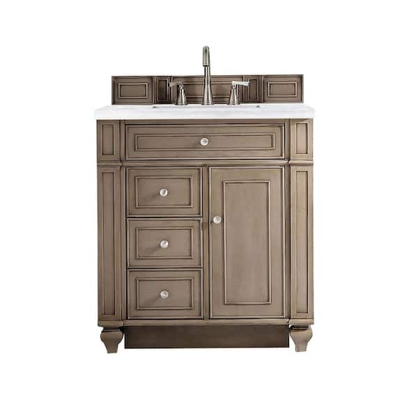James Martin Vanities Bristol 30 in. W x 23.5 in. D x 34 in. H Single Vanity in Whitewashed Walnut with Quartz Top in Eternal Jasmine Pearl