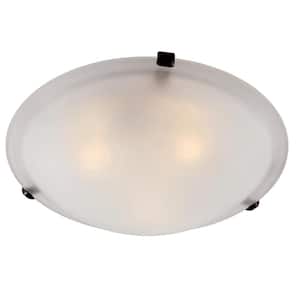 15 in. 3-Light Oil Rubbed Bronze Flush Mount Ceiling Light Fixture with Marbleized Glass Shade