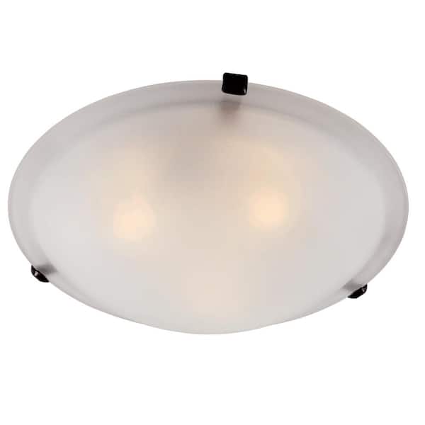 Bel Air Lighting 15 in. 3-Light Oil Rubbed Bronze Flush Mount Ceiling Light Fixture with Marbleized Glass Shade