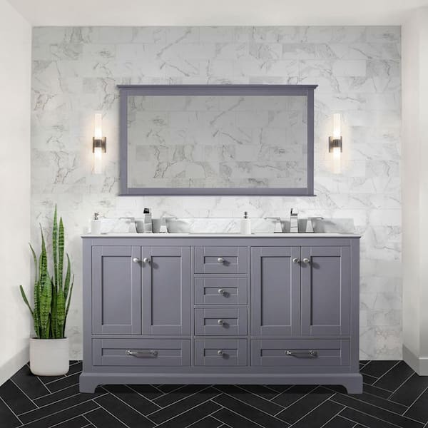 Lexora Dukes 60-in Dark Grey Bathroom Vanity Cabinet (Mirror Included) Lexora Dukes 60-in Dark Grey Bathroom Vanity Cabinet (Mirror Included)