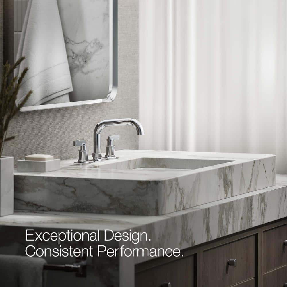 Polished Chrome Widespread Bathroom Sink Faucet with Knurled Levers